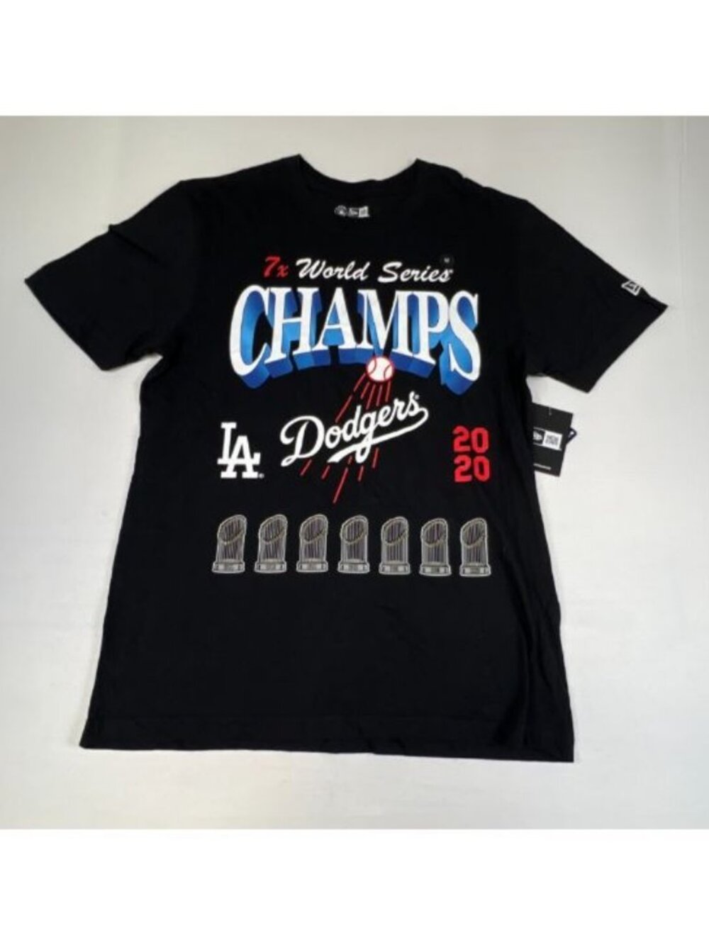 New Era LA Dodgers 7x World Series Champions T-Shirt Black Men's Size M Cotton